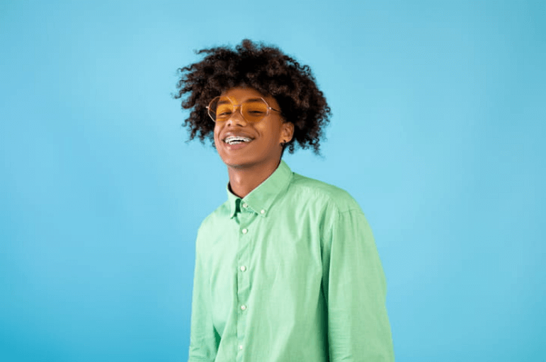 A teenager with braces