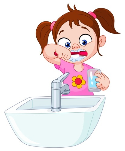 little girl burshing her teeth