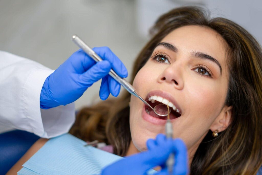 Lady in dentist office
