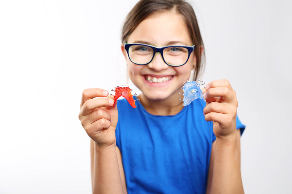 Little girl with retainer