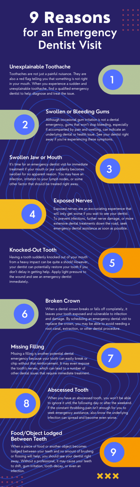 Infographic to what is considered a dental emergency