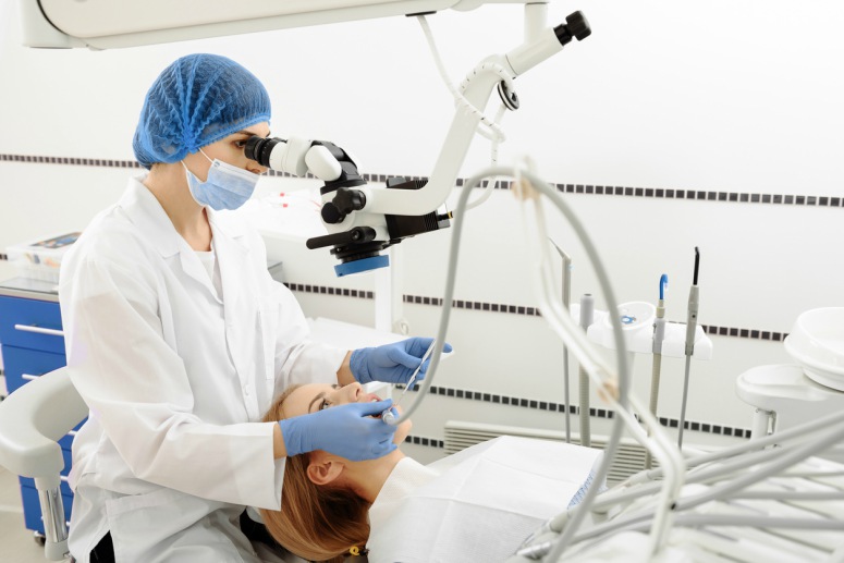 Patient receiving oral surgery