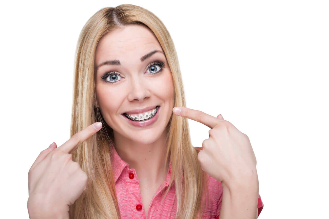 Young woman with braces