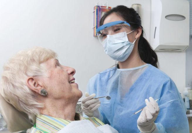 Dentist Appointment - Hygienist and Senior Patient