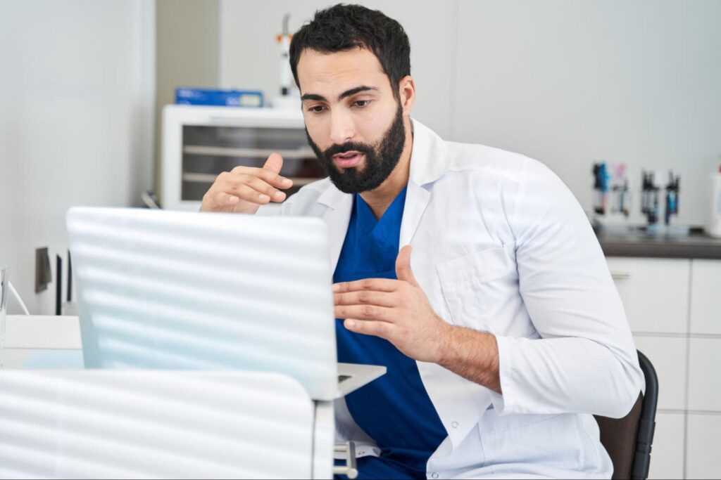 Man giving virtual dentist advice