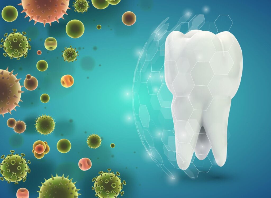 Tooth being shielded against germs & bacteria