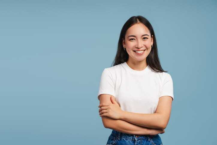 A woman smiling. 