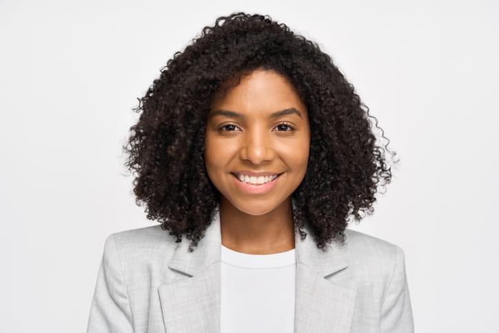A woman smiling. 
